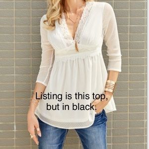 NWT black empire waist lace top